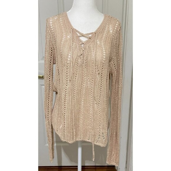 NWT GUESS EYELET SWEATER, SIZE LARGE - Picture 1 of 13